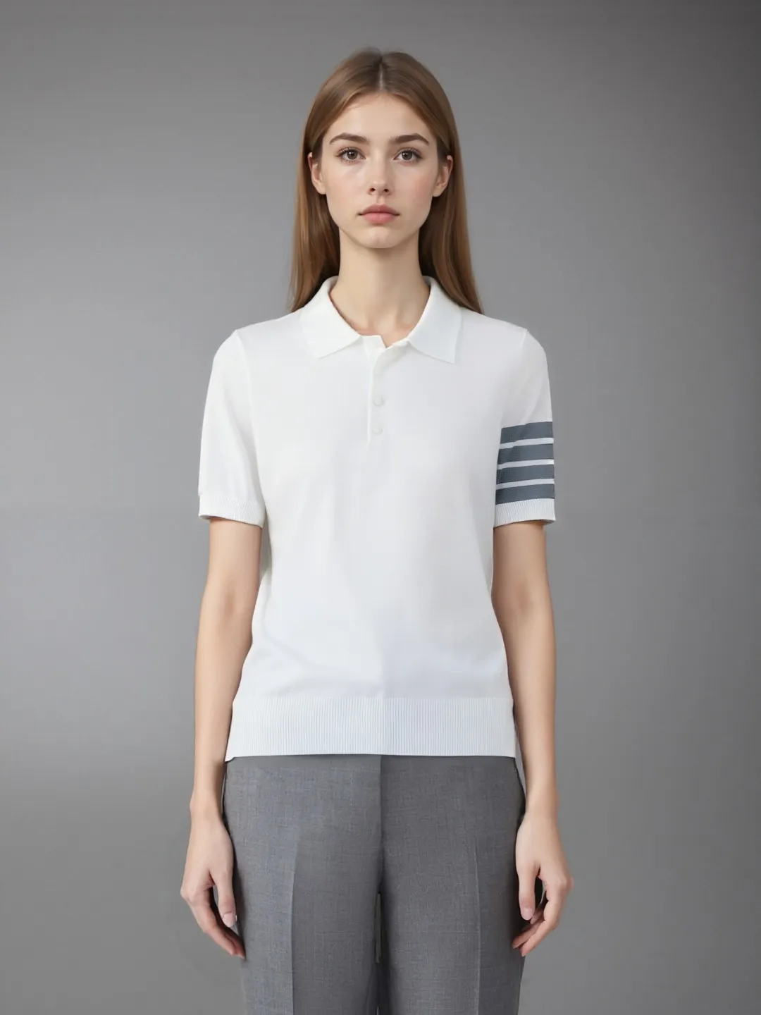 ：M 26（TB POLO ） THOM BROWNE TB POLO Classic Breathable Authentic Quality + Authentic + Same Style Size：0/1/2/3/4 ：White/Black/Navy Blue/Light Gray/Dark Gray